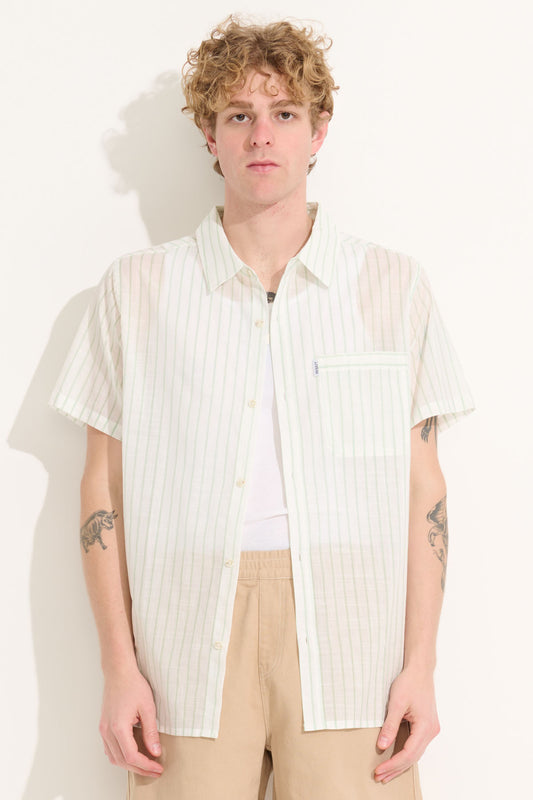 Misfit Shapes - Counter Tops SS Shirt - Dew Green Stripe