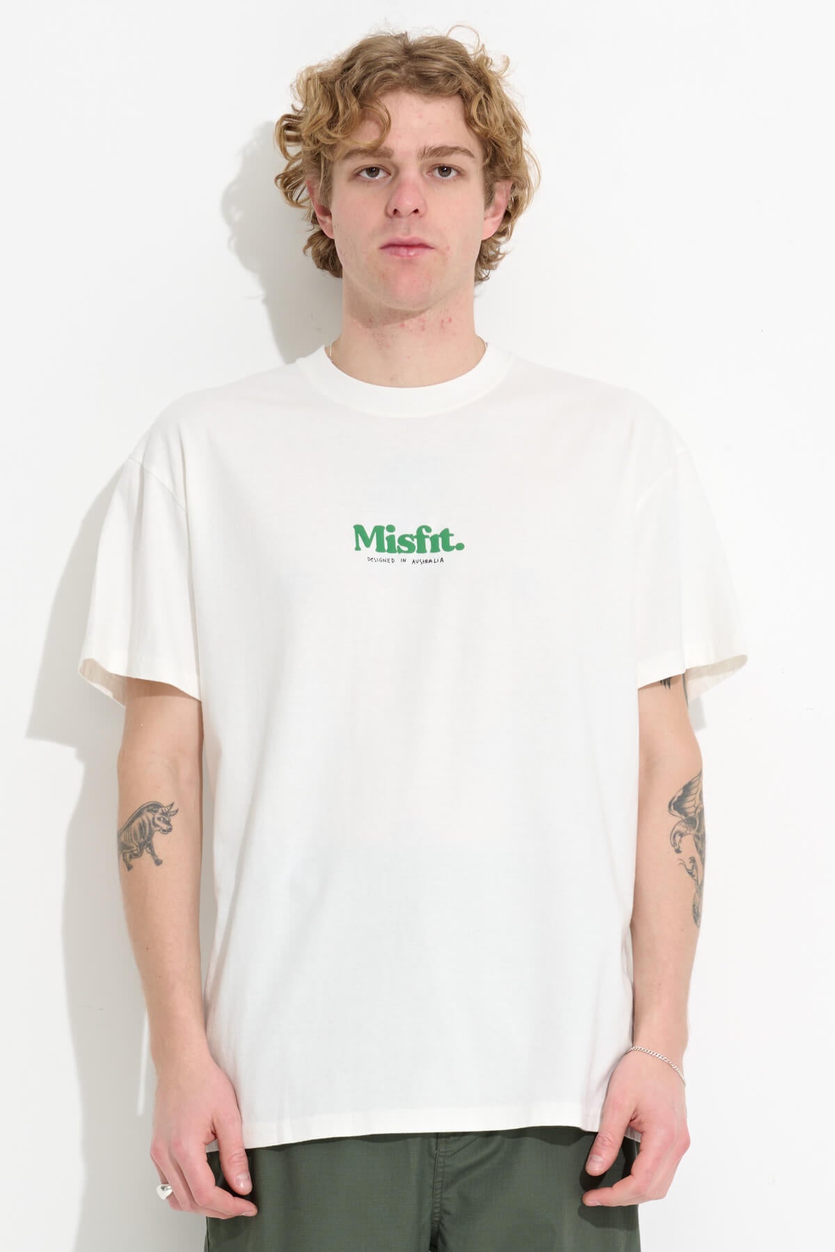 Misfit Shapes - Australian Bones Ss Tee - Pigment Thrift White