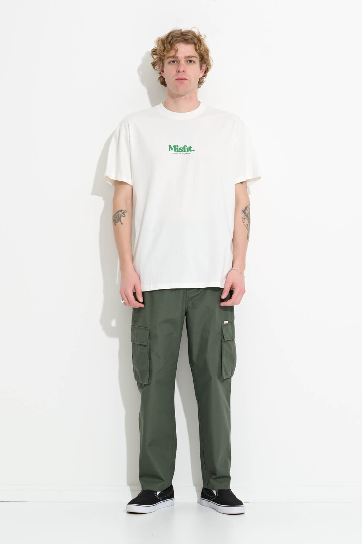 Misfit Shapes - Australian Bones Ss Tee - Pigment Thrift White