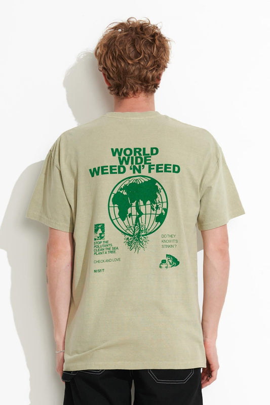 Misfit Shapes - World Wide Weed 50-50 SS Tee - Pigment Moss Grey