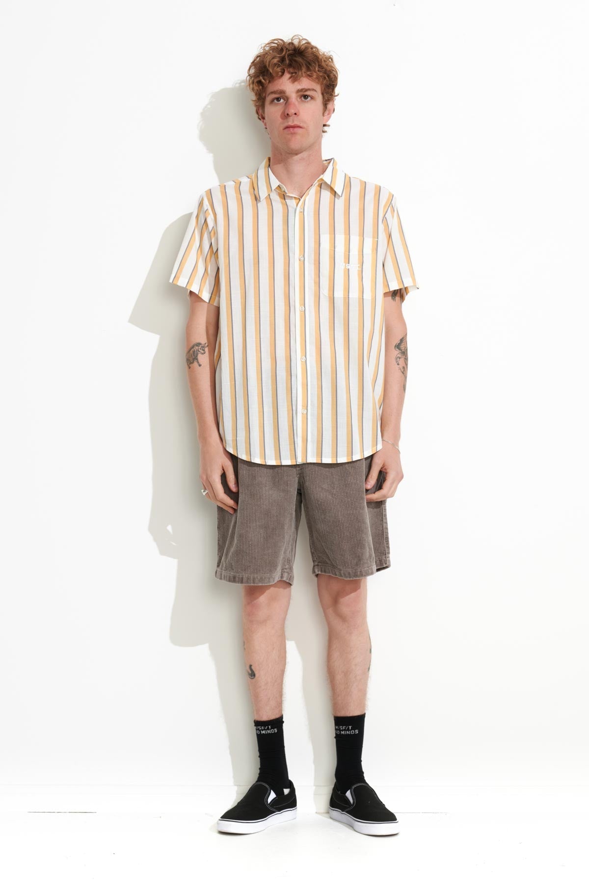 Misfit Shapes - Primary Vacation SS Shirt - Orange Stripe