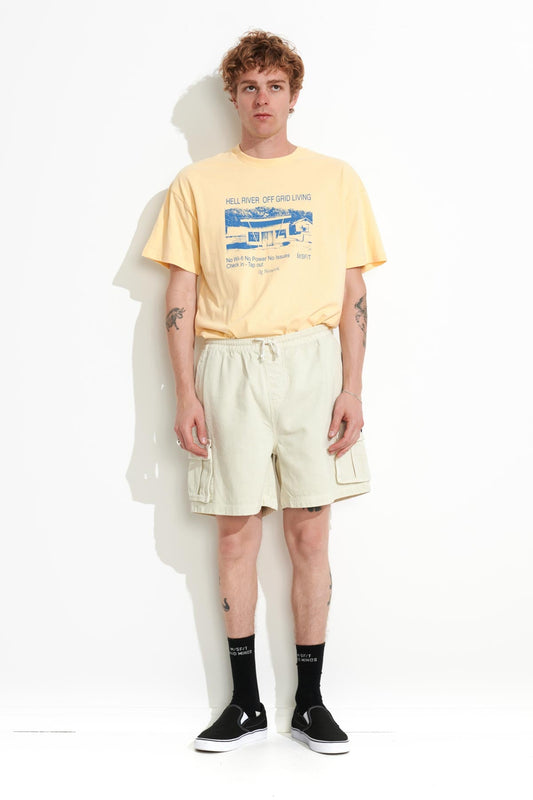 Misfit Shapes - Devod Cord Cargo Short - Pigment Thrift White