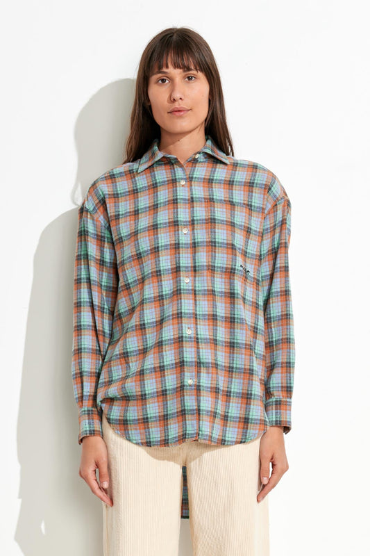 Misfit Shapes - Pulse Width Check Shirt - Turquoise